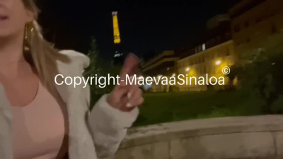 Maevaa Sinaloa takes a hard pounding in public while her pussy gets filled in the middle
